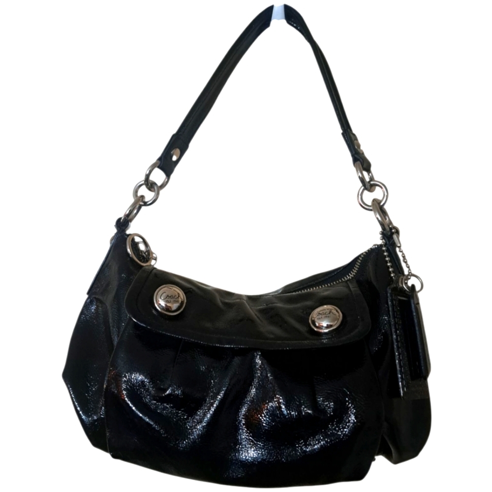 Coach Vintage Y2K Poppy Black Patten Leather Baguette Bag